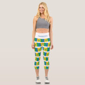 Custom Patriotic ST VINCENT FLAG Capri Leggings (Vorderseite)