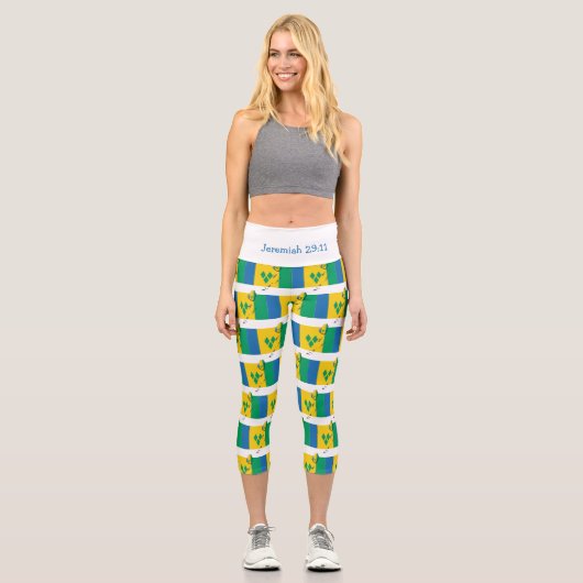 Custom Patriotic ST VINCENT FLAG Capri Leggings (Vorderseite)