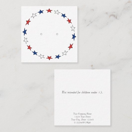 Custom Patriotic Stud Earring Juwelier Display Car Telefonnummerkarte (Vorne/Hinten)
