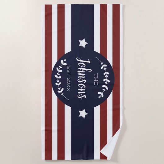 Custom Patriotic Summer Amerikanische Unabhängigke Strandtuch (Vorderseite)