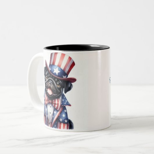 Custom Patriotic Uncle Sam Mops 4. Juli Tasse (Vorderseite Links)