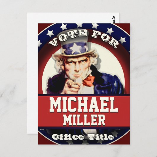 Custom Patriotic Uncle Sam Postkarte (Vorne/Hinten)