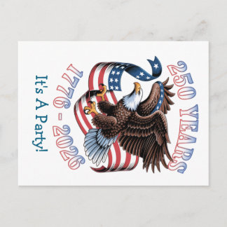 Custom Patriotic USA 250 year party invitatation Postkarte