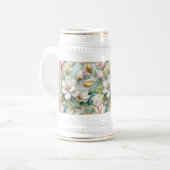 Custom Pattern Elegant Magnolia Flowers Bierglas (Vorderseite Links)
