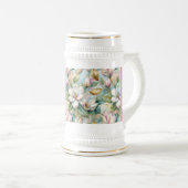 Custom Pattern Elegant Magnolia Flowers Bierglas (VorderseiteRechts)
