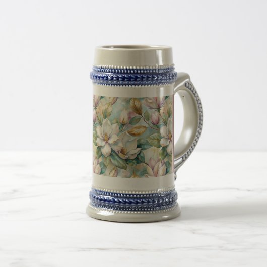 Custom Pattern Elegant Magnolia Flowers Bierglas (VorderseiteRechts)