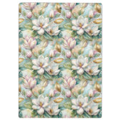 Custom Pattern Elegant Magnolia Flowers Klemmbrett (Rückseite)
