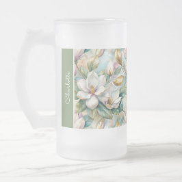 Custom Pattern Elegant Magnolia Flowers Mattglas Bierglas