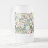 Custom Pattern Elegant Magnolia Flowers Mattglas Bierglas (Vorderseite Links)