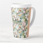Custom Pattern Elegant Magnolia Flowers Milchtasse (Rechte Ecke)