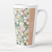 Custom Pattern Elegant Magnolia Flowers Milchtasse (Rechts)