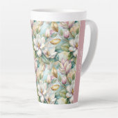 Custom Pattern Elegant Magnolia Flowers Milchtasse (Rechte Ecke)