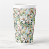 Custom Pattern Elegant Magnolia Flowers Milchtasse (Vorderseite)