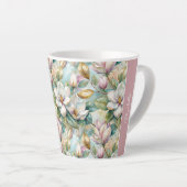 Custom Pattern Elegant Magnolia Flowers Milchtasse (Rechte Ecke)