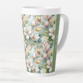 Custom Pattern Elegant Magnolia Flowers Milchtasse (Rechte Ecke)