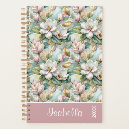 Custom Pattern Elegant Magnolia Flowers Planer (Vorderseite)