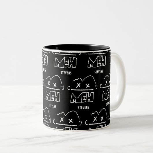 Custom Pattername Meh Funny Face Emoji Zweifarbige Tasse (VorderseiteRechts)