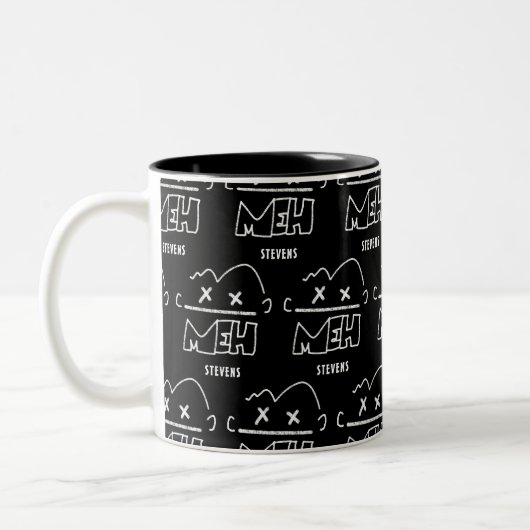 Custom Pattername Meh Funny Face Emoji Zweifarbige Tasse (Links)