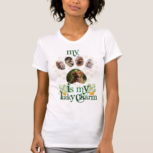 Custom Paw Fotos Hund St Patrick's Day T-Shirt (Vorderseite)