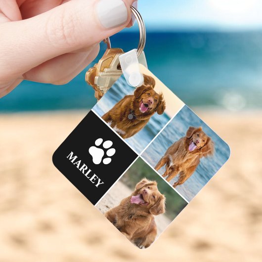 Custom Paw Love Dog Lover Name Photo 3 Collage Pet Schlüsselanhänger