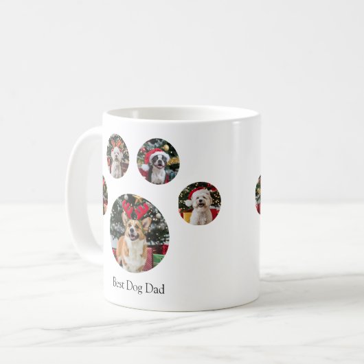 Custom Paw Print Foto Collage 5 Picture Coffee Kaffeetasse (Vorderseite Links)