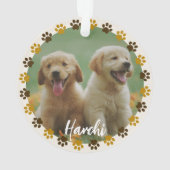 Custom Paw Prints Pet Photo Ornament with Name (Rückseite)
