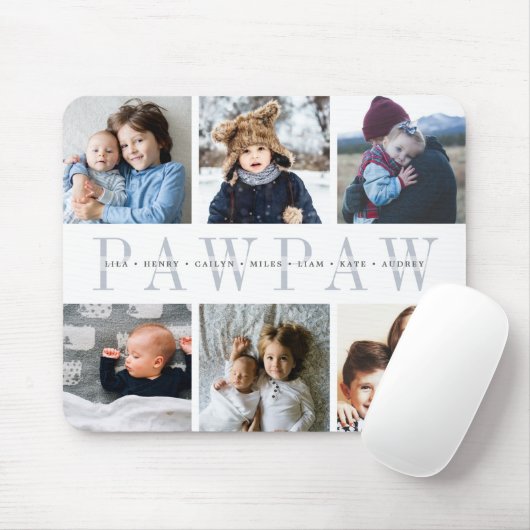 Custom Pawpaw Foto Collage Grandchildren Namen Mousepad (Mit Mouse)