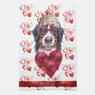 Custom Paws Dog Lover Valentine Geschenk Bernese Geschirrtuch