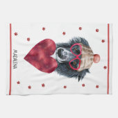 Custom Paws Dog Lover Valentine Geschenk Border Co Geschirrtuch (Horizontal)