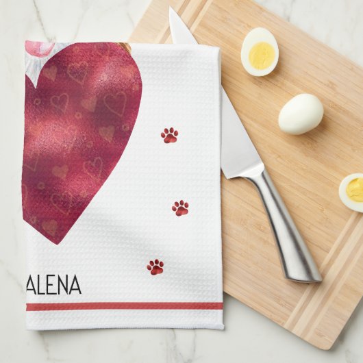 Custom Paws Dog Lover Valentine Geschenk Chihuahua Geschirrtuch (Viertel Falte)