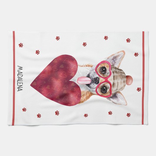 Custom Paws Dog Lover Valentine Geschenk Chihuahua Geschirrtuch (Horizontal)