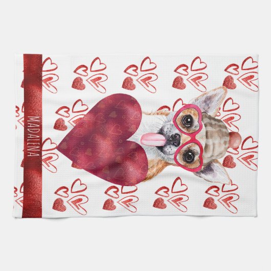 Custom Paws Dog Lover Valentine Geschenk Chihuahua Geschirrtuch (Horizontal)