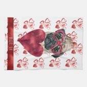 Custom Paws Hund Lover Valentine Geschenk Mops Geschirrtuch (Horizontal)