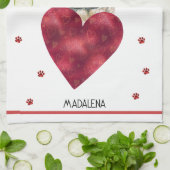 Custom Paws Hund Lover Valentine Geschenk Mops Geschirrtuch (Gefaltet)
