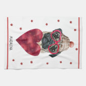 Custom Paws Hund Lover Valentine Geschenk Mops Geschirrtuch (Horizontal)