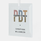 Custom PBT Phlebotomie Techniker Leopard Print Ornament Aus Glas (Vorderseite links)