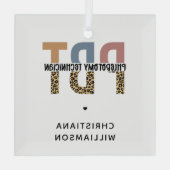 Custom PBT Phlebotomie Techniker Leopard Print Ornament Aus Glas (Rückseite)