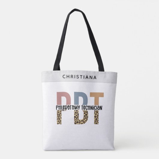 Custom PBT Phlebotomie Techniker Leopard Print Tasche (Rückseite)