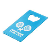 Custom Pdel Tennis Club Kreditkarte Flaschenöffner (Rückseite Schrägansicht)