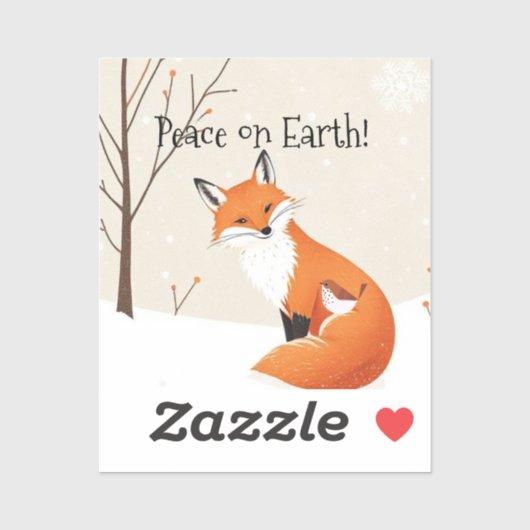 Custom Peace Earth Minimalistisch Fox Bird Animal Aufkleber (Blatt)