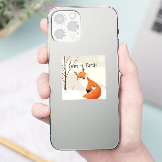 Custom Peace Earth Minimalistisch Fox Bird Animal Aufkleber (Telefon)