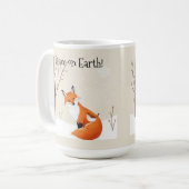 Custom Peace Earth Minimalistisch Fox Bird Animal Kaffeetasse (Vorderseite Links)