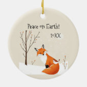 Custom Peace Earth Minimalistisch Fox Bird Animal Keramik Ornament (Hinten)