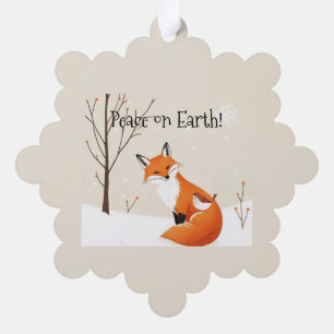 Custom Peace Earth Minimalistisch Fox Bird Animal Ornament Karte
