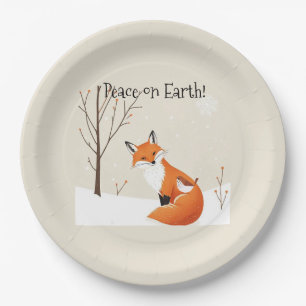 Custom Peace Earth Minimalistisch Fox Bird Animal Pappteller