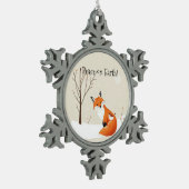Custom Peace Earth Minimalistisch Fox Bird Animal Schneeflocken Zinn-Ornament (Links)