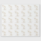 Custom Peace Joy Liebe Gold Weißes Weihnachtsfest Geschenkpapier (Flach)