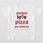 Custom Peace Liebe Pizza Italienische Speise Roter T-Shirt (Ablage )