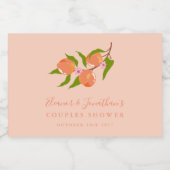 Custom Peach Fruit Boho Paare Dusche Mini Schaumweinetikett (Einzelnes Label)