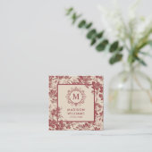 Custom Peach Pink Red Maroon Square Beruflich Quadratische Visitenkarte (Stehend Vorderseite)